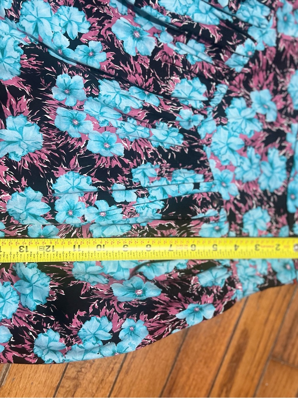 Zara Black Skirt with Turquoise Floral Print - Picture 4 of 6